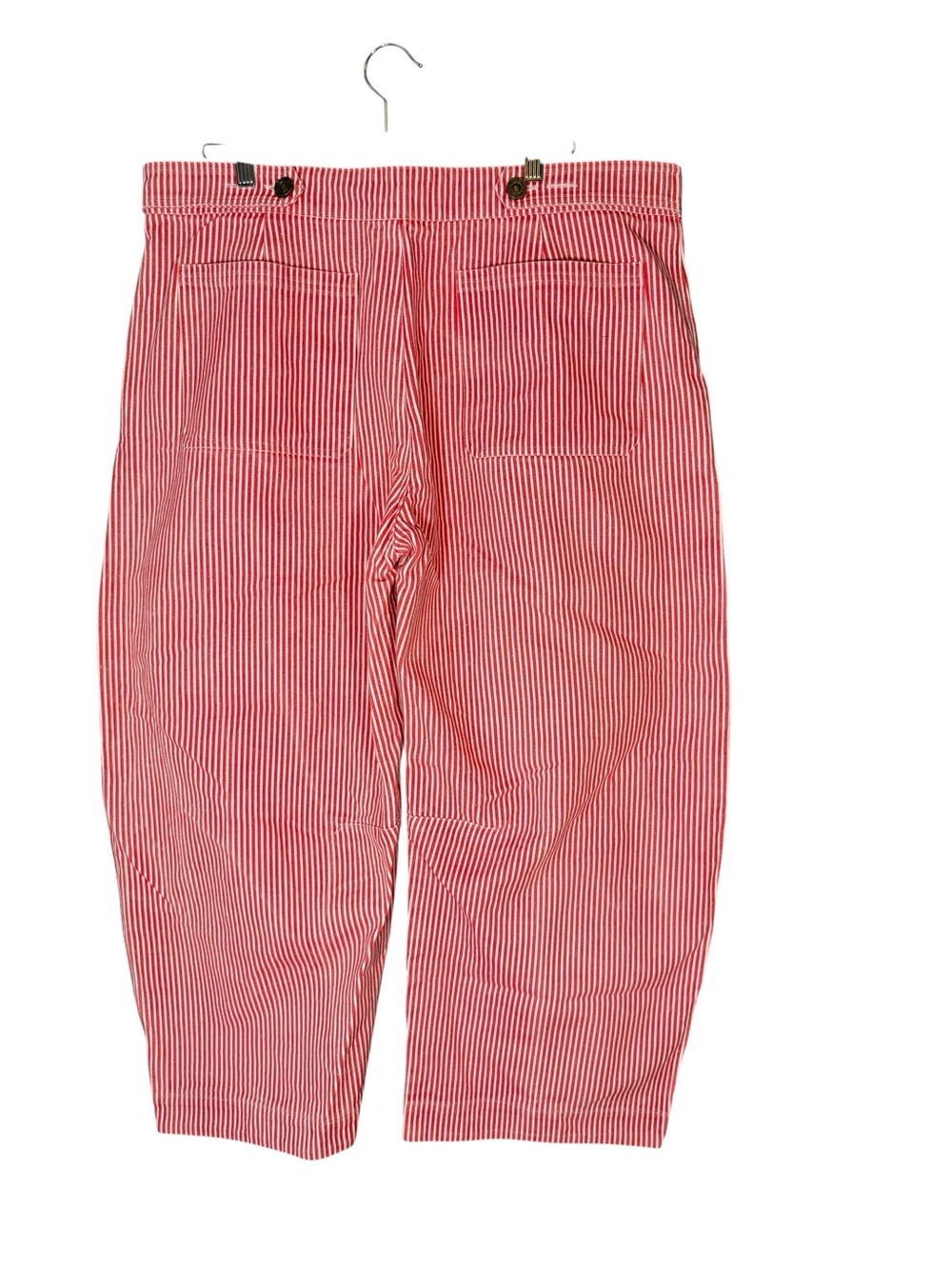Sonderhaus Daphne Barrel Leg Red Striped Pants Artsy Scandi 100% Cotton XL - Picture 2 of 13